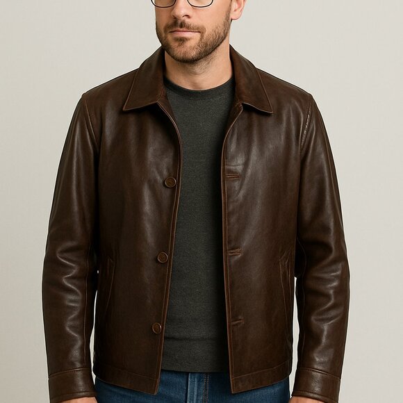 GAP Other - Vintage Gap 100% Cow Leather Long Jacket Mens XL Brown Quilted Lined 3 Button
